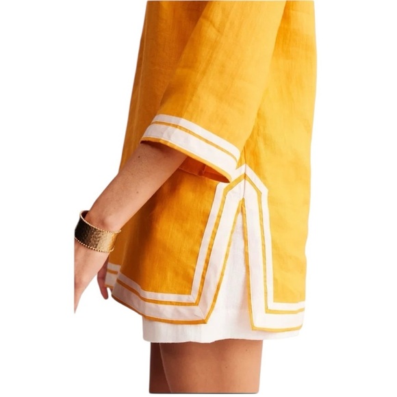 Boden Neck Detail Tunic Top Yellow Size 6 NWT - Picture 4 of 13